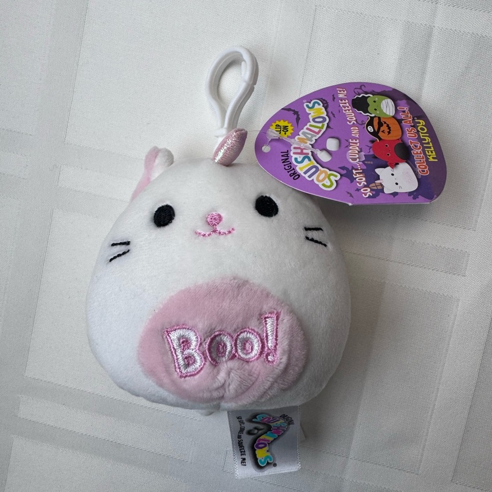 Callista, Caticorn Kellytoy Squishmallows White and Pink Cat with clip